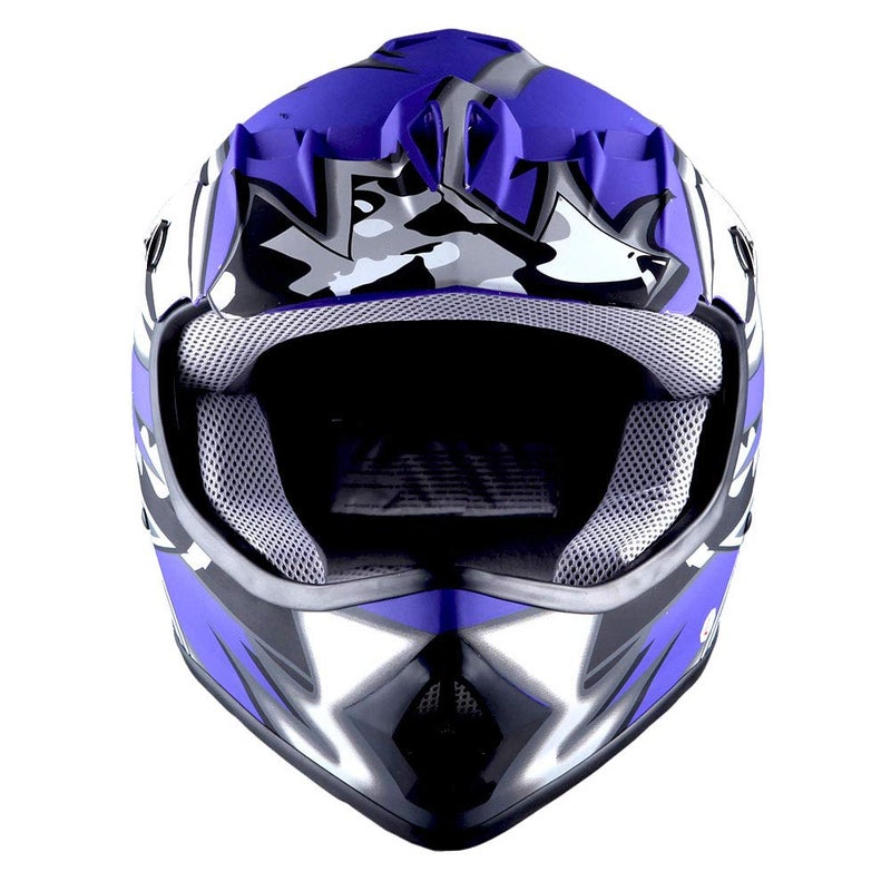 WOW Youth Kids Motocross BMX MX ATV Dirt Bike Helmet Star Matt Blue - Image 5